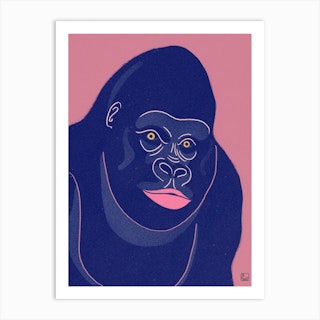Gorilla With Pink Background Art Print