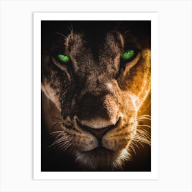 Lioness Green Eyes Art Print