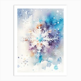 Irregular Snowflakes, Snowflakes, Storybook Watercolours 2 Art Print