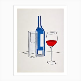 Carignan Rosé Picasso Line Drawing Cocktail Poster Art Print