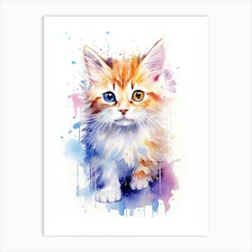 Kitty Cat Watercolor Painting Art Print