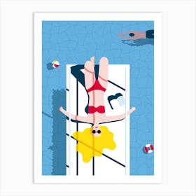 Swimmingpool Woman Summer Reading Art Print