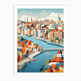 Budapest, Hungary, Geometric Illustration 2 Art Print