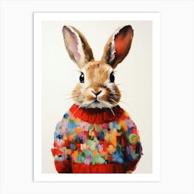 Baby Animal Wearing Sweater Rabbit 2 Art Print