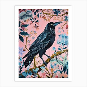 Floral Animal Painting Crow 1 Art Print