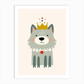 Little Timber Wolf 2 Wearing A Crown Art Print
