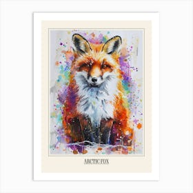 Arctic Fox Colourful Watercolour 2 Poster Art Print