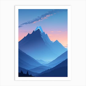 Misty Mountains Vertical Composition In Blue Tone 136 Art Print