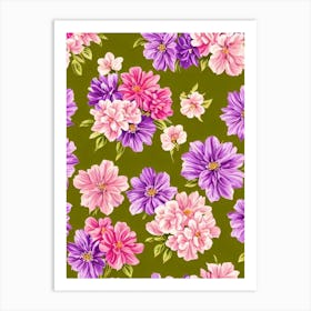 Lilac Repeat Retro Flower Art Print