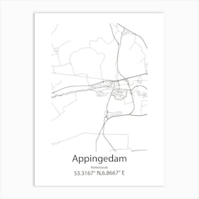 Appingedam,Netherlands Minimalist Map Art Print