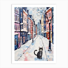 Cat In The Streets Of Munich   Germany With Snow 3 Art Print