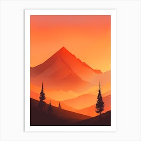 Misty Mountains Vertical Composition In Orange Tone 261 Art Print