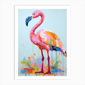 Colourful Bird Painting Greater Flamingo 3 Art Print