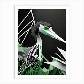Black Headed Heron Polygonal Wireframe 1 Art Print