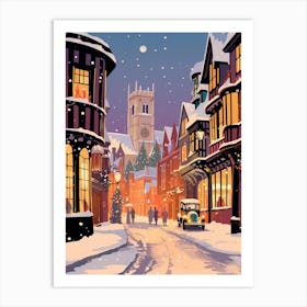 Winter Travel Night Illustration Stratford Upon Avon United Kingdom 2 Art Print