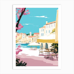 Antibes, France, Flat Pastels Tones Illustration 4 Art Print