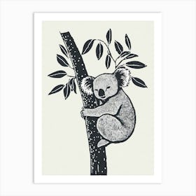 Koala Nestled In A Eucalyptus Tree Art Print