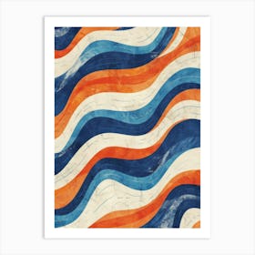 Blue And Orange Waves Art Print