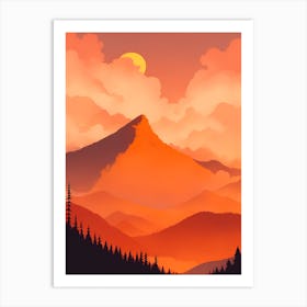 Misty Mountains Vertical Composition In Orange Tone 321 Art Print