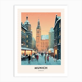 Winter Night  Travel Poster Munich Germany 3 Art Print