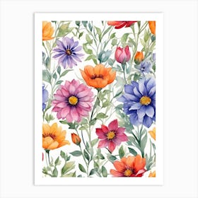 Watercolor Flowers 14 Art Print