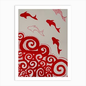 Fish Waves 2 Art Print