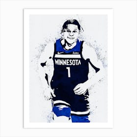 Anthony Edwards Minnesota Timberwolves Art Print