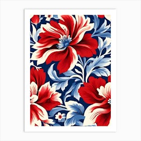 Red And White Floral Pattern Art Print