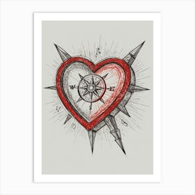 Heart Compass Tattoo 1 Art Print