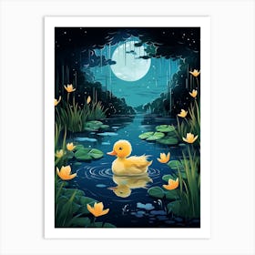 Animated Duckling At Night 1 Art Print