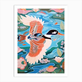 Maximalist Bird Painting Bufflehead 4 Art Print