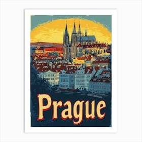 Aihrgdesign A Retro Travel Poster For Prague 1 Art Print