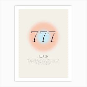 Angel Number 777 Luck Art Print