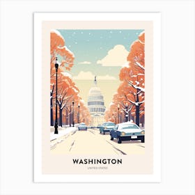 Vintage Winter Travel Poster Washington Dc Usa 2 Art Print