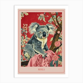 Floral Animal Painting Koala 4 Poster Art Print