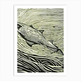 Bull Shark II Linocut Art Print