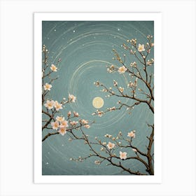 Moon And Almond Blossoms Art Print