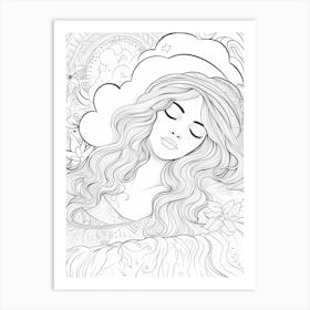 Line Art Inspired By The Sleeping Gypsy 6 Art Print