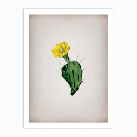 Vintage One Spined Opuntia Flower Botanical on Parchment n.0328 Art Print