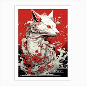 Fox In Water Art Print