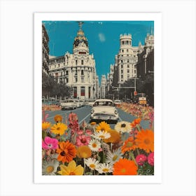 Madrid   Floral Retro Collage Style 1 Art Print