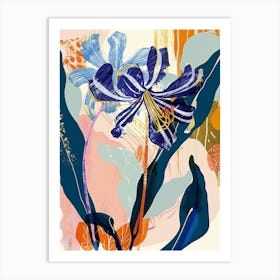 Colourful Flower Illustration Agapanthus 1 Art Print