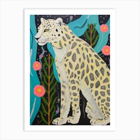 Maximalist Animal Painting Snow Leopard 5 Art Print
