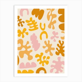 Organic Abstract Matisse Shapes In Pink and Yellow Art Print