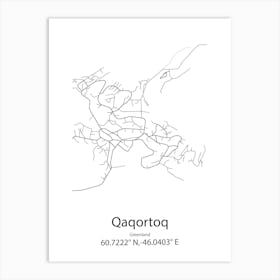 Qaqortoq,Greenland Minimalist Map Art Print