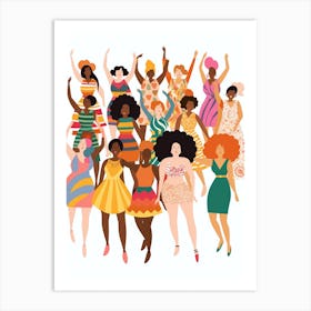 Body Positivity We All Stand Together Boho Illustration 18 Art Print