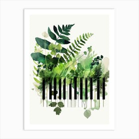 Piano Keys With Green Leaves music art Art Print