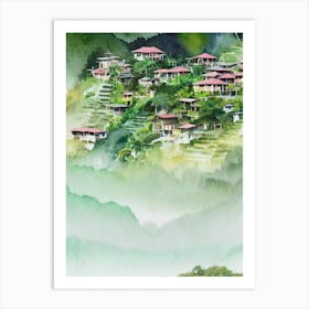 Banaue Rice Terraces Philippines Watercolour Tropical Destination Art Print