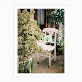 White Chair in garden // Ibiza Travel Photography Art Print