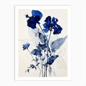 Blue Botanical Bluebell Art Print